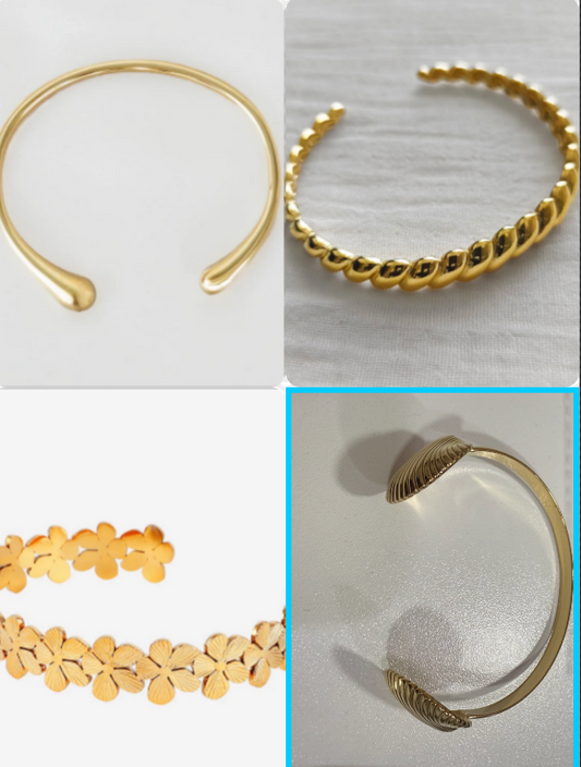 Bracelet rigide dore ouvert