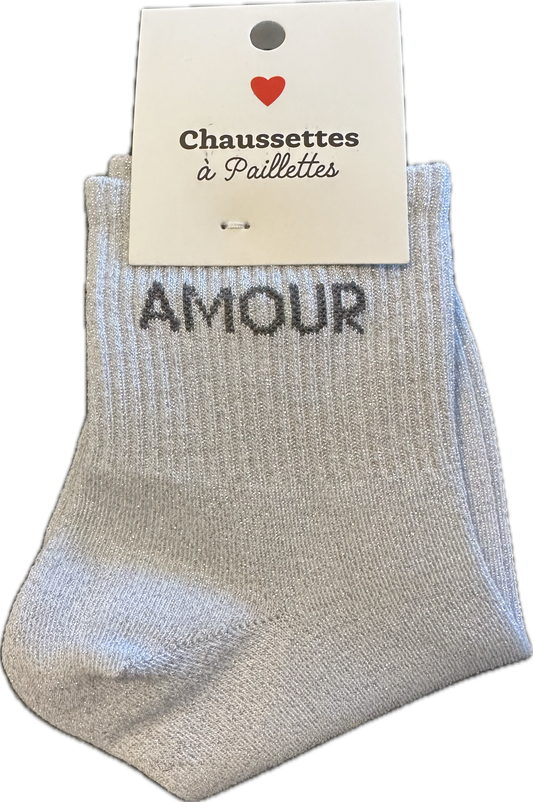 Chaussettes messages à paillettes