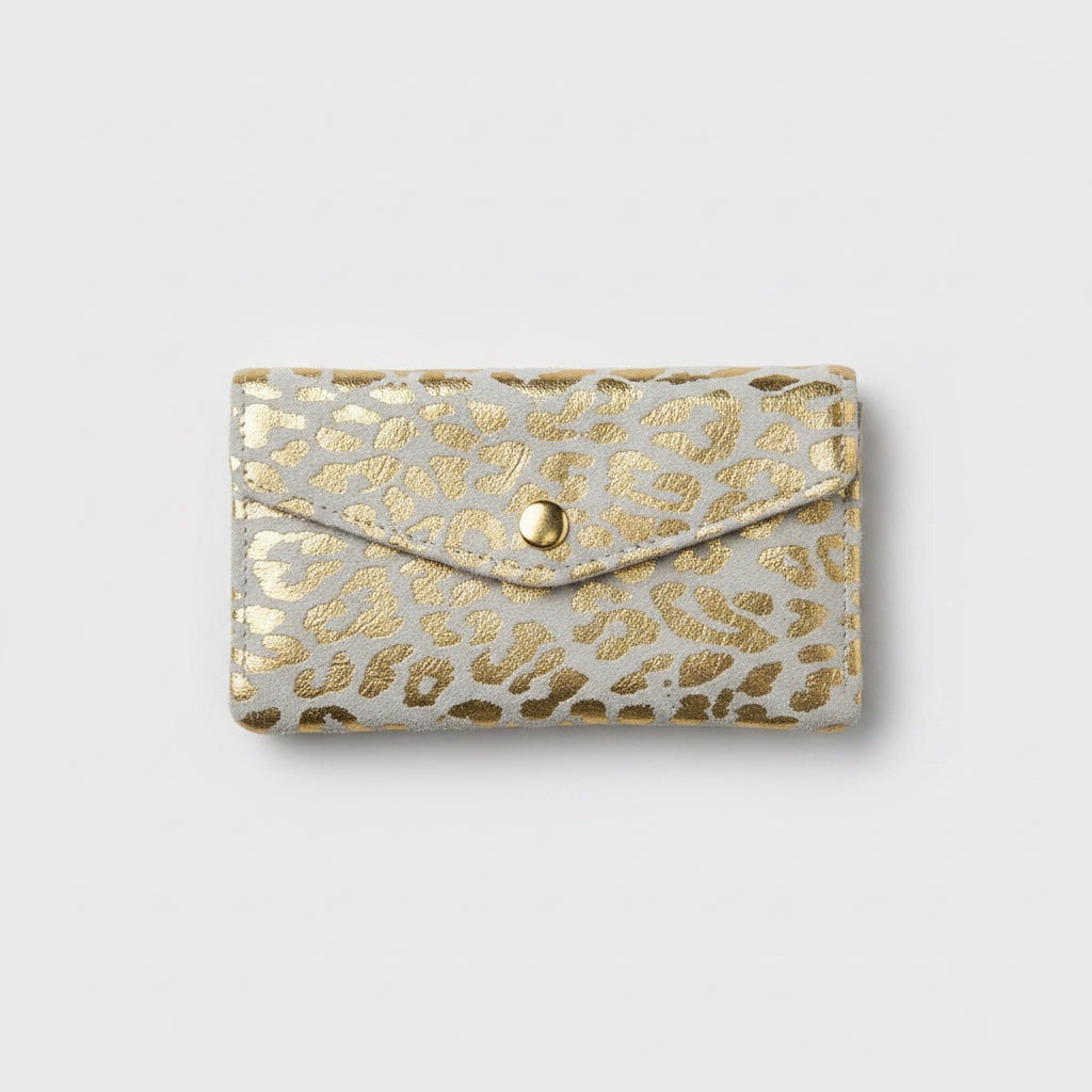 porte monnaie L irisé et léopard grand modèle