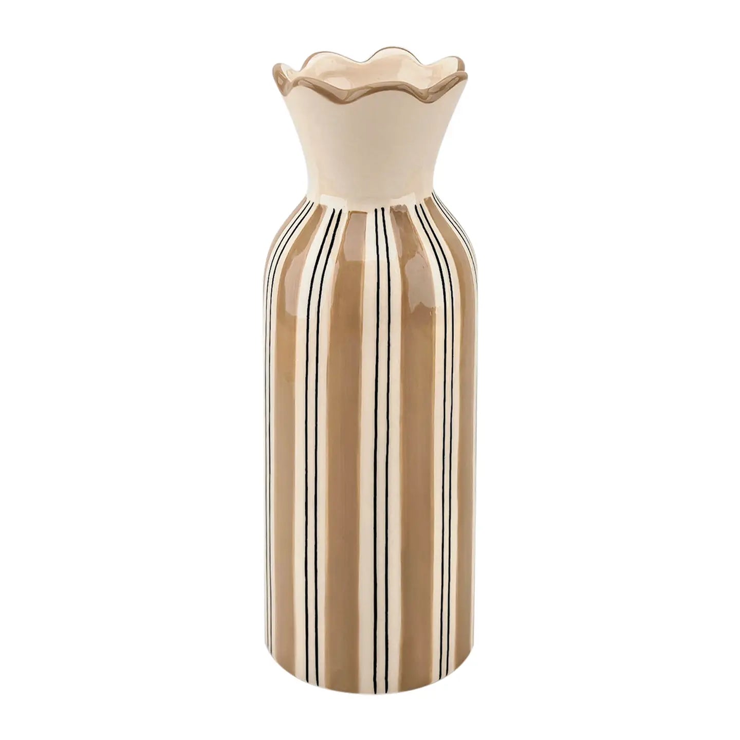 Vase rayure beige