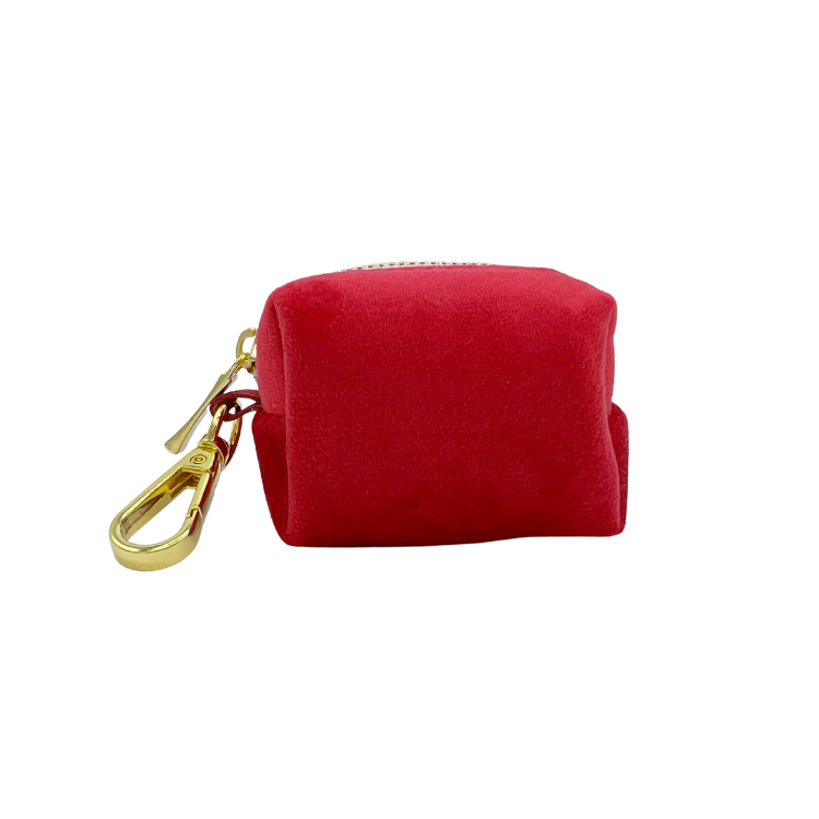 Porte-sac pour déjections canines -velours écarlate - rouge