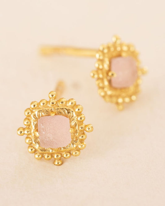 Boucles d'oreilles rose quartz