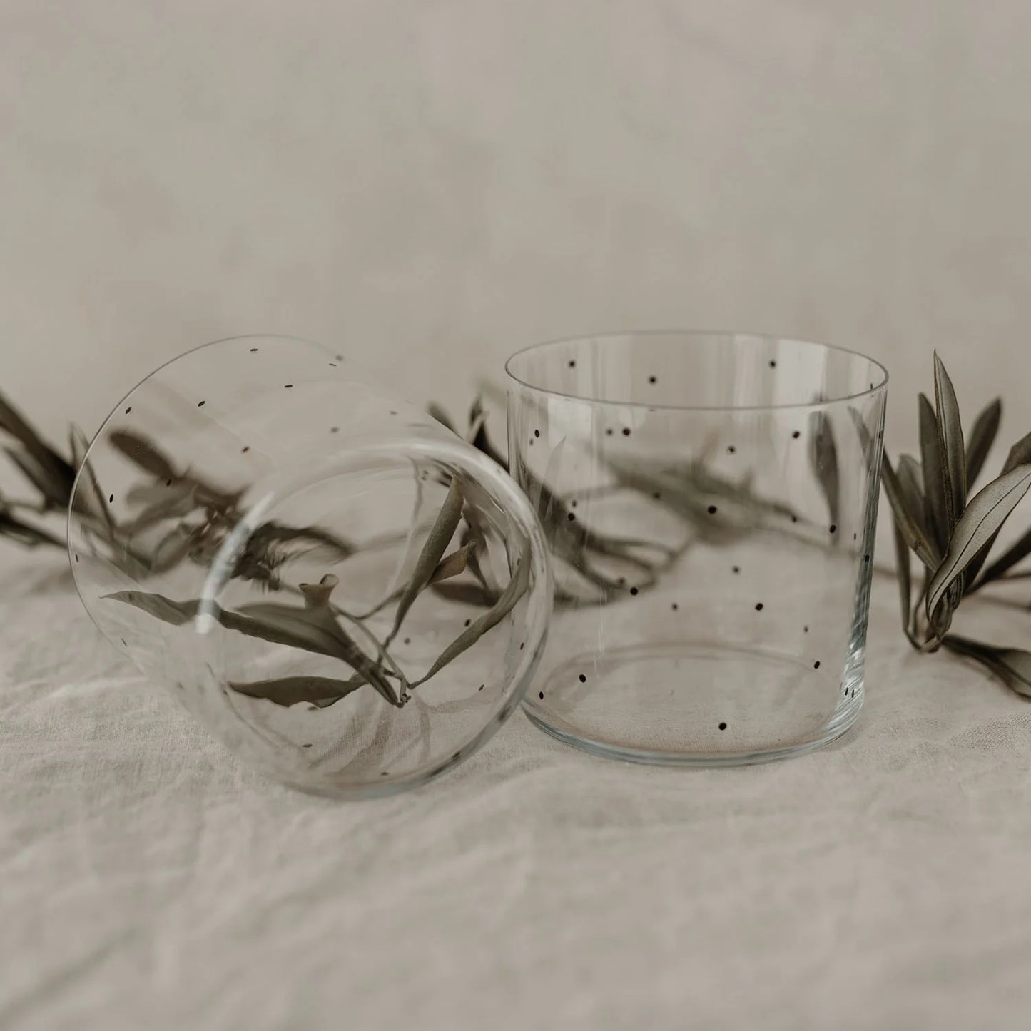 Lot de 2 verres petits pois noirs