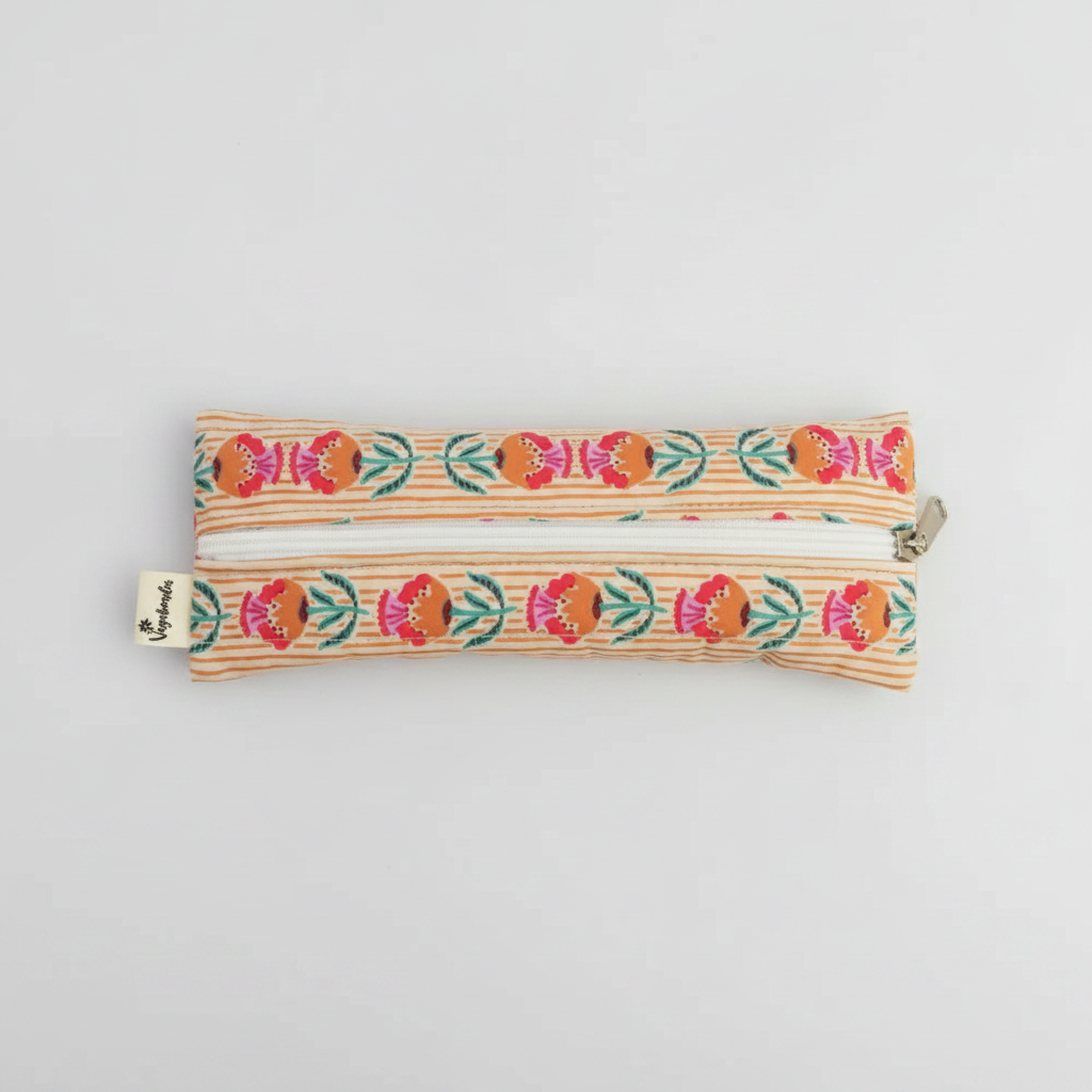 Trousse plate en coton - Format 21x8 cm