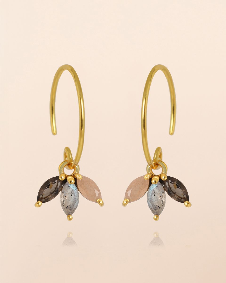 Boucles d'oreilles trois pierres pendantes
