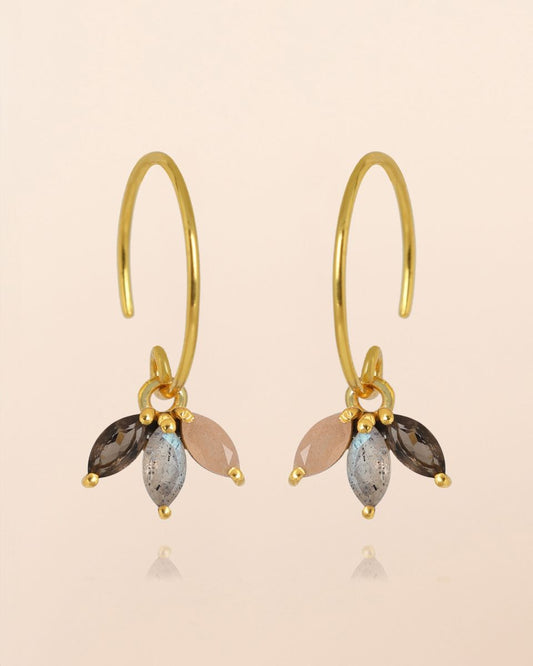 Boucles d'oreilles trois pierres pendantes